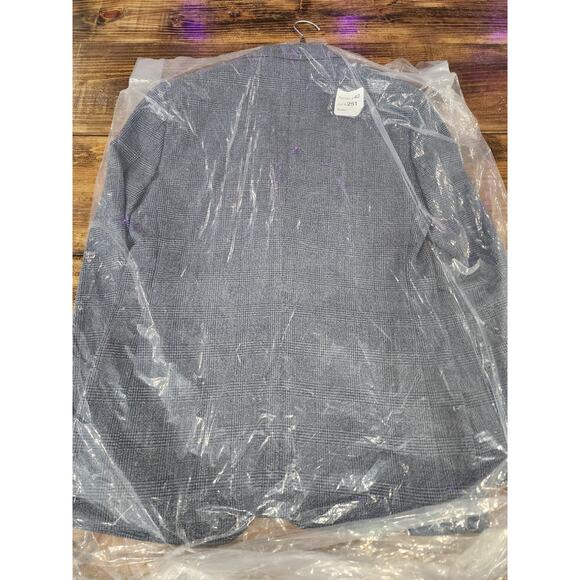 Savile Row Sport Coat Blazer Men's Size 38R Navy Shoreditch Plaid Knit 50002 - Picture 7 of 11